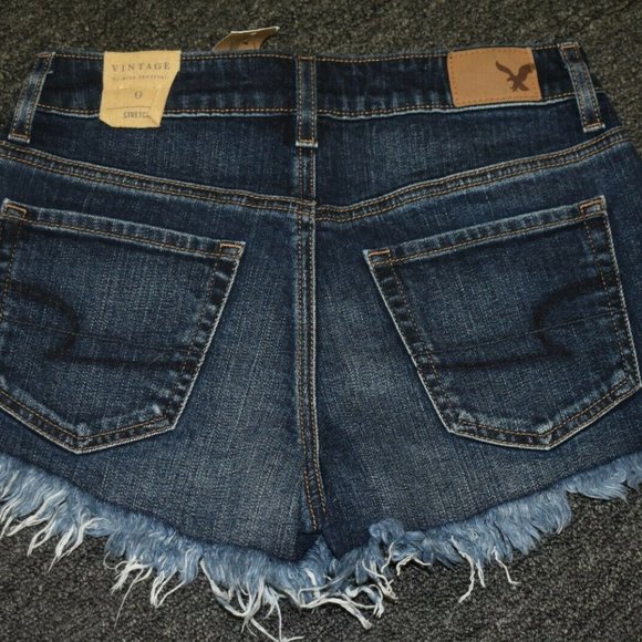 AE Ladies Vintage Denim High Rise Festival- Blue Jean Shorts - Picture 3 of 5